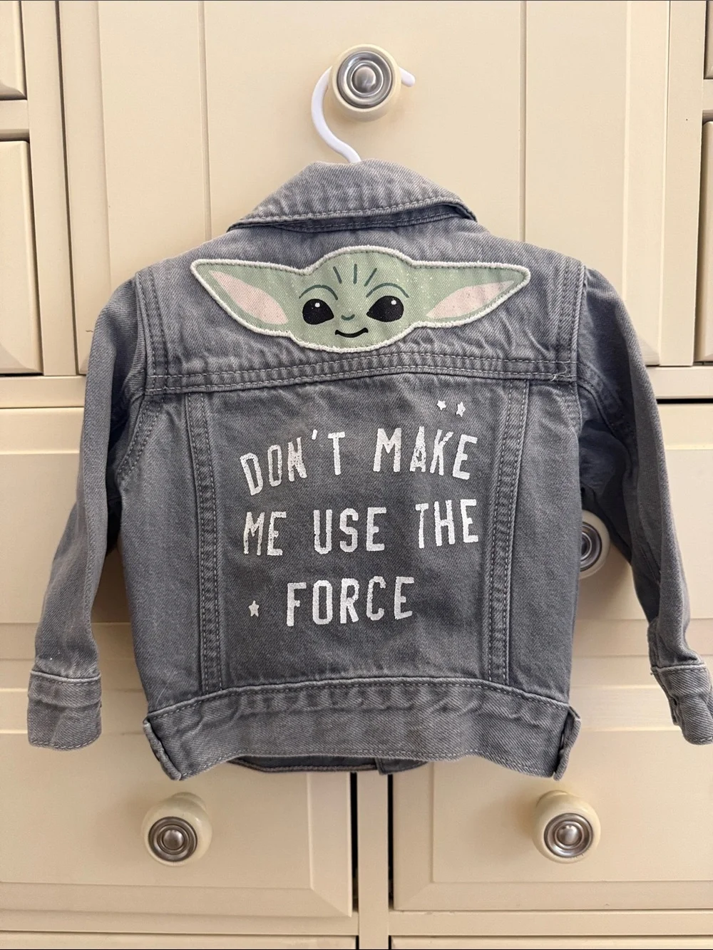 GAP Gray Kids Denim Jacket with The Child & Patch Details